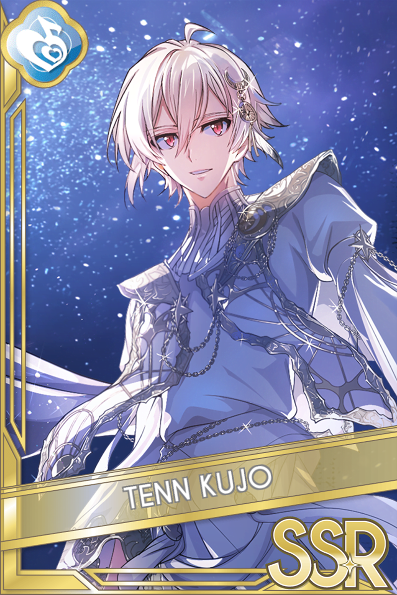 「10.5th anniv. -Chronicle of Star-」カードイラスト(SSR・Melody)。九条天が淡青の装飾衣装と髪飾りを纏い、落ち着いた表情でこちらを見る。星空の青い背景が広がる