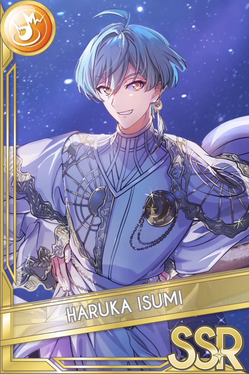 「10.5th anniv. -Chronicle of Star-」カードイラスト(SSR・Shout)。亥清悠が淡青の装飾衣装を纏い、手を胸元に添えて微笑む。星空の青い背景が広がる
